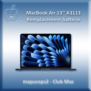 MacBook Air 13" M3 A3113 de 2024 - Remplacement batterie